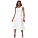 Plus Size Women's Linen Fit & Flare Dress by Jessica London in White (Size 18 W)