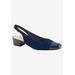 Wide Width Women's Dea Slingbacks by Trotters® in Navy Suede (Size 9 W)