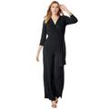 Plus Size Women's Wide Leg Knit Jumpsuit by The London Collection in Black (Size 22)