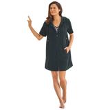 Plus Size Women's Hooded Terry Swim Cover Up by Swim 365 in Black (Size 38/40) Swimsuit Cover Up