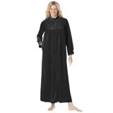 Plus Size Women's Smocked velour long robe by Only Necessities® in Black (Size 5X)