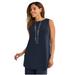 Plus Size Women's Stretch Knit Tunic Tank by The London Collection in Navy (Size 30/32) Wrinkle Resistant Stretch Knit Long Shirt
