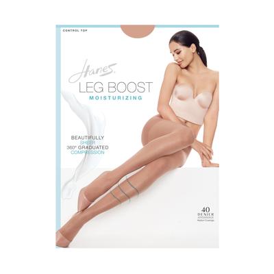 Plus Size Women's Silk Reflections Leg Boost Moisturizing Hosiery by Hanes in Little Color (Size C/D)