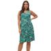 Plus Size Women's Fit and Flare Knit Dress by ellos in Green Black Print (Size M)