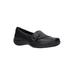 Wide Width Women's Cinnamon Slip On by Easy Street in Black Croco (Size 8 W)