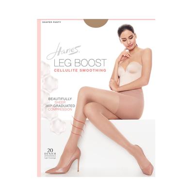 Plus Size Women's Silk Reflections Leg Boost Cellulite Smoothing Hosiery by Hanes in Bare (Size E/F)