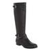 Wide Width Women's The Janis Regular Calf Leather Boot by Comfortview in Black (Size 7 W)