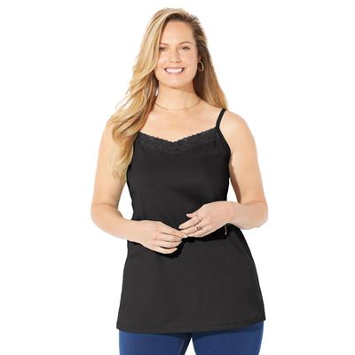 Plus Size Women's Suprema® Cami With Lace by Catherines in Black (Size 1X)
