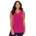 Plus Size Women's Crisscross Timeless Tunic Tank by Catherines in Deep Tango Pink (Size 2XWP)