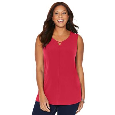 Plus Size Women's Crisscross Timeless Tunic Tank by Catherines in Red (Size 1XWP)