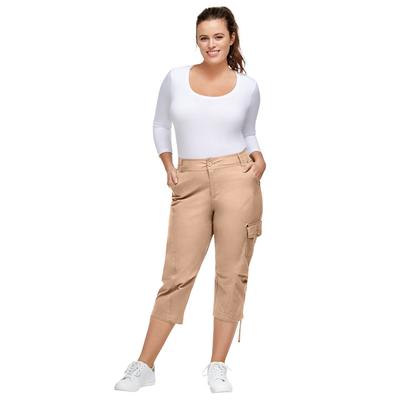 Plus Size Women's Stretch Cargo Capris by ellos in New Khaki (Size 24)