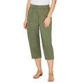 Plus Size Women's Stretch Knit Waist Cargo Capri by Catherines in Clover Green (Size 0X)