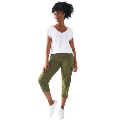 Plus Size Women's Stretch Cargo Capris by ellos in Dark Basil (Size 32)