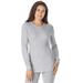Plus Size Women's Thermal Crewneck Long-Sleeve Top by Comfort Choice in Heather Grey (Size 2X) Long Underwear Top