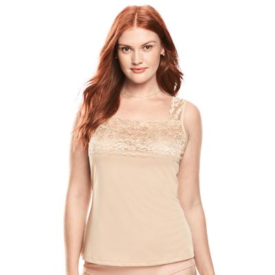 Plus Size Women's Silky Lace-Trimmed Camisole by Comfort Choice in Nude (Size 2X) Full Slip