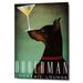 Winston Porter Doberman Martini by Ryan Fowler - Wrapped Canvas Graphic Art Print Canvas in Black/Brown/Green | 60 H x 40 W x 1.5 D in | Wayfair