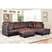 Brown Sectional - Latitude Run® Grishaw 104" Wide Faux Leather Sofa & Chaise w/ Ottoman Faux Leather/Microfiber/Microsuede | Wayfair