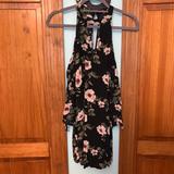 American Eagle Outfitters Dresses | Ae | Cold Shoulder Keyhole Floral Dress S | Color: Black/Green | Size: S