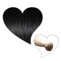 GLOBAL EXTEND® Haartresse 45-47 cm schwarz#01 Echthaar 1 m Tresse zum Einnähen Flechten Microring Remy Hair Weave Sew in Extensions Echthaartresse Haarverlängerung Haarverdichtung