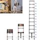 Telescopic Ladder 3.8M/12.5FT Multi-Purpose Climb Extendable Collapsible Step Ladders Portable Extension Ladder for Indoor/ Outdoor Use, Max Load 150KG/330LB