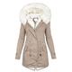 Bumplebeer Women's Hooded Warm Winter Faux Fur Lined Parkas Long Coats Jacket Overcoat Fleece Outwear with Drawstring Khaki