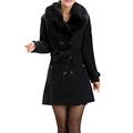 HOMEBABY Plus Size Womens Vintage Winter Lapel Wool Coat Fur Collar Jacket Long Sleeve Cardigan Ladies Classic Winter Warm Parka Outwear Coats UK 8-22 Black