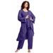 Plus Size Women's Three-Piece Beaded Pant Suit by Roaman's in Midnight Violet (Size 30 W) Sheer Jacket Formal Evening Wear