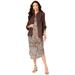 Plus Size Women's Three-Quarter Sleeve Jacket Dress Set with Button Front by Roaman's in Natural Animal Print (Size 22 W)