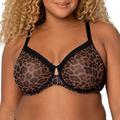 Curvy Couture Damen Sheer Mesh Full Coverage Unlined Underwire Bra BH mit voller Abdeckung, Designer Leo, 75H EU