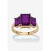 Women's Yellow Gold-Plated Simulated Emerald Cut Birthstone Ring by PalmBeach Jewelry in February (Size 9)