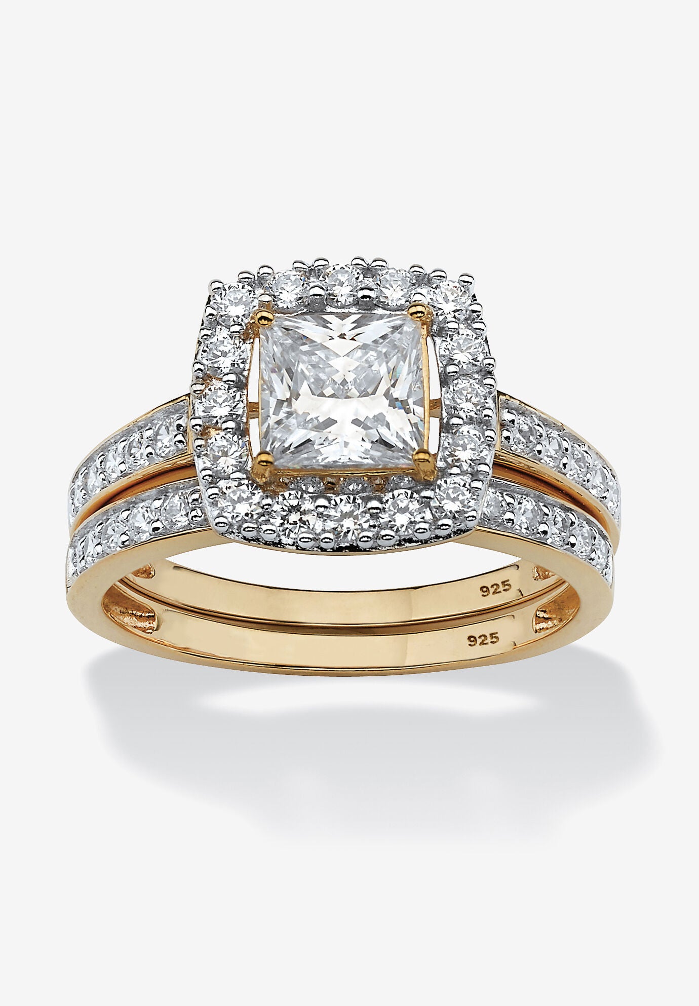 Women's 18K Gold & Sterling Silver Cubic Zirconia Set by PalmBeach Jewelry in Gold (Size 9)