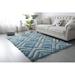 Blue 60 x 0.98 in Area Rug - Latitude Run® Corey-Leigh Geometric Shag Light/Teal Area Rug Polyester | 60 W x 0.98 D in | Wayfair