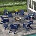 Three Posts™ Hartington 12 Piece Plastic/Resin Folding Adirondack Chair w/ Ottoman & Table Plastic/Resin/ in Blue | 35 H x 29 W x 36 D in | Wayfair