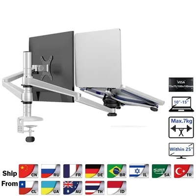 Hyvarwey Bureau OA-7X 27 pouces LCD Support de moniteur + 10-15.6 pouces Ordinateur Portable Stand