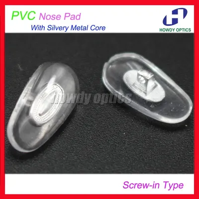 Plaquettes nasales pour lunettes en PVC 100 pièces avec noyau en métal argenté vis de Type
