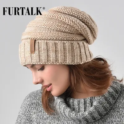 FURTALK-Chapeau d'hiver pour femme bonnet souple pour filles casquette Skullies A047