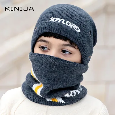 Bonnet en laine de coton pour enfants ensemble de 2 pièces bonnet écharpe Turban élastique