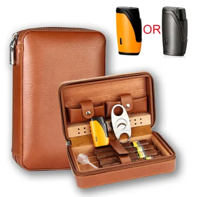 Boîte à cigares Portable étui à cigares de voyage en cuir de cèdre bois humidificateur avec