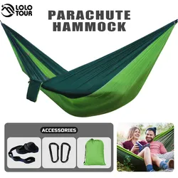 Double hamac de camping 102x55 pouces léger portable en nylon 210T parachute pour jardin