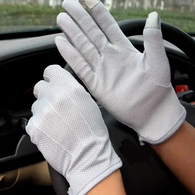 Gants de soleil courts en coton fin pour hommes gants de conduite à écran tactile sports de plein