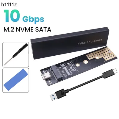 Boîtier de Disque Dur Externe SSD NVMe SATA NGFF M.2 USB 3.1 10Gbps Clé M/B + M RTL9210B