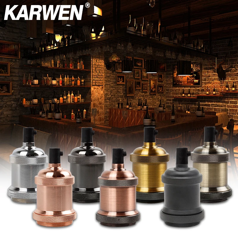 KARWEN Edison support de lampe E27 vis ampoule base 110V 220V douille de lumière en aluminium industriel rétro raccords luminaire lampes suspendues