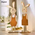 Grand lapin de Pâques en bois debout artisanat en bois ornements pour la maison chambre d'enfant