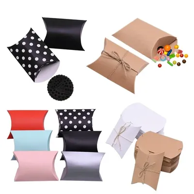 10/20/30/50 pièces Kraft papier bonbons boîtes mignon Mini oreiller carton cadeau boîte pour