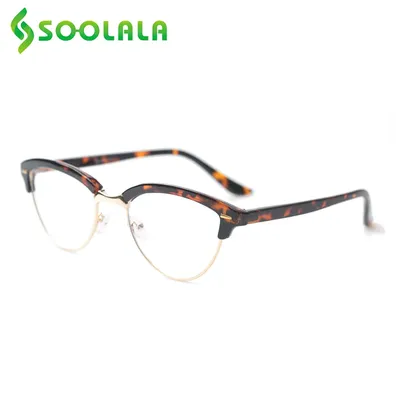 SOOLALA – lunettes de lecture œil de chat Anti-lumière bleue semi-bords loupe pour femmes