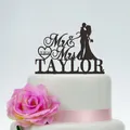 Décoration de gâteau de mariage personnalisée décoration de gâteau Mr et Mrs avec nom de famille et