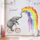 Grands autocollants muraux éléphant arc-en-ciel décoration de chambre d'enfant autocollant