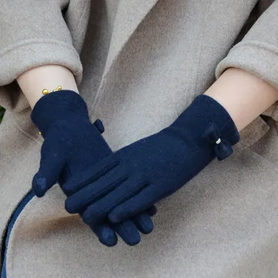 Mode élégante femme laine tricot broderie écran tactile gants hiver femmes chaud cachemire complet