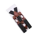 Bretelles élastiques en cuir marron pour hommes 35mm de largeur à extrémité à bouton à la mode