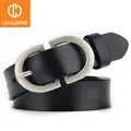 Ceinture en cuir véritable pour femmes ceinture à boucle ronde en métal pour jeans ceintures de